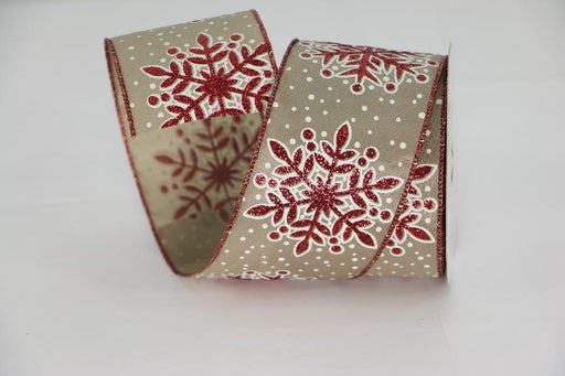 2.5x10y taupe/red snowflake ribbon