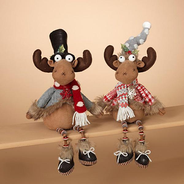 15" Plush Christmas Moose Sitter