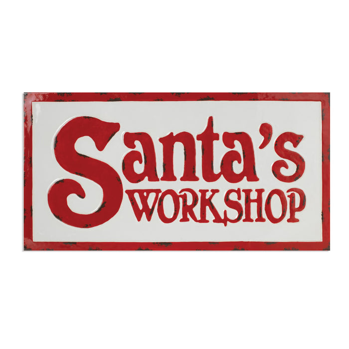 28"  Mtl Santa's Workshop Sign