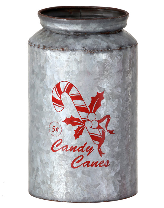 8.5" MTL CANDY CANE CONTAINER