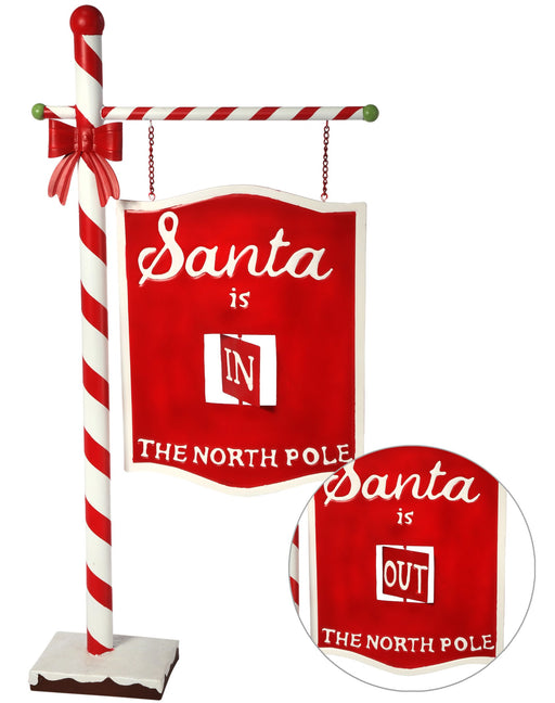 39" MTL SANTA IS IN/OUT SIGN POST