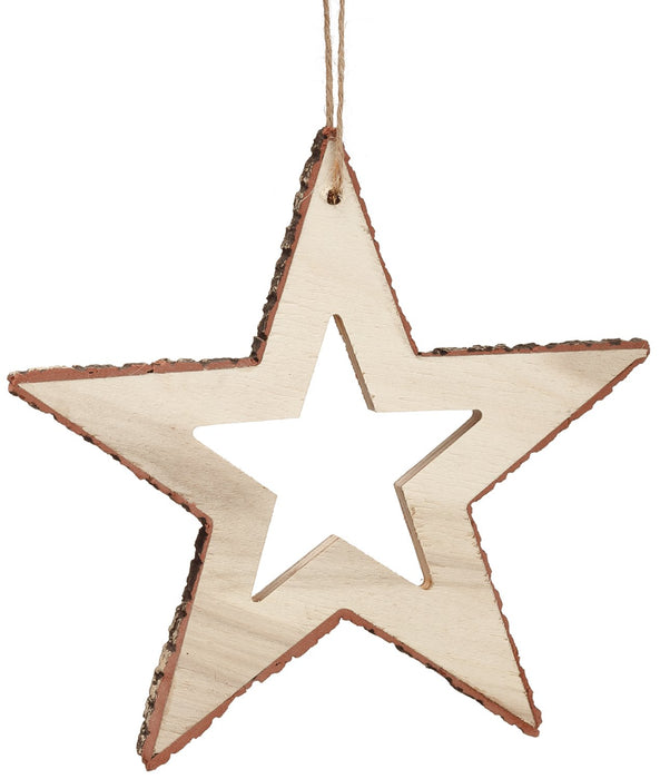 8"  Wood CUT Star Ornaments